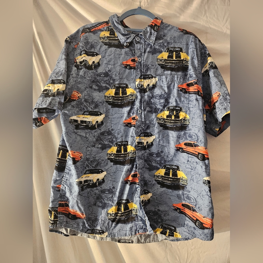 Clearwater Outfitters Men's L Shirt Button Up Cars American Muscle Old 442 GTO‎